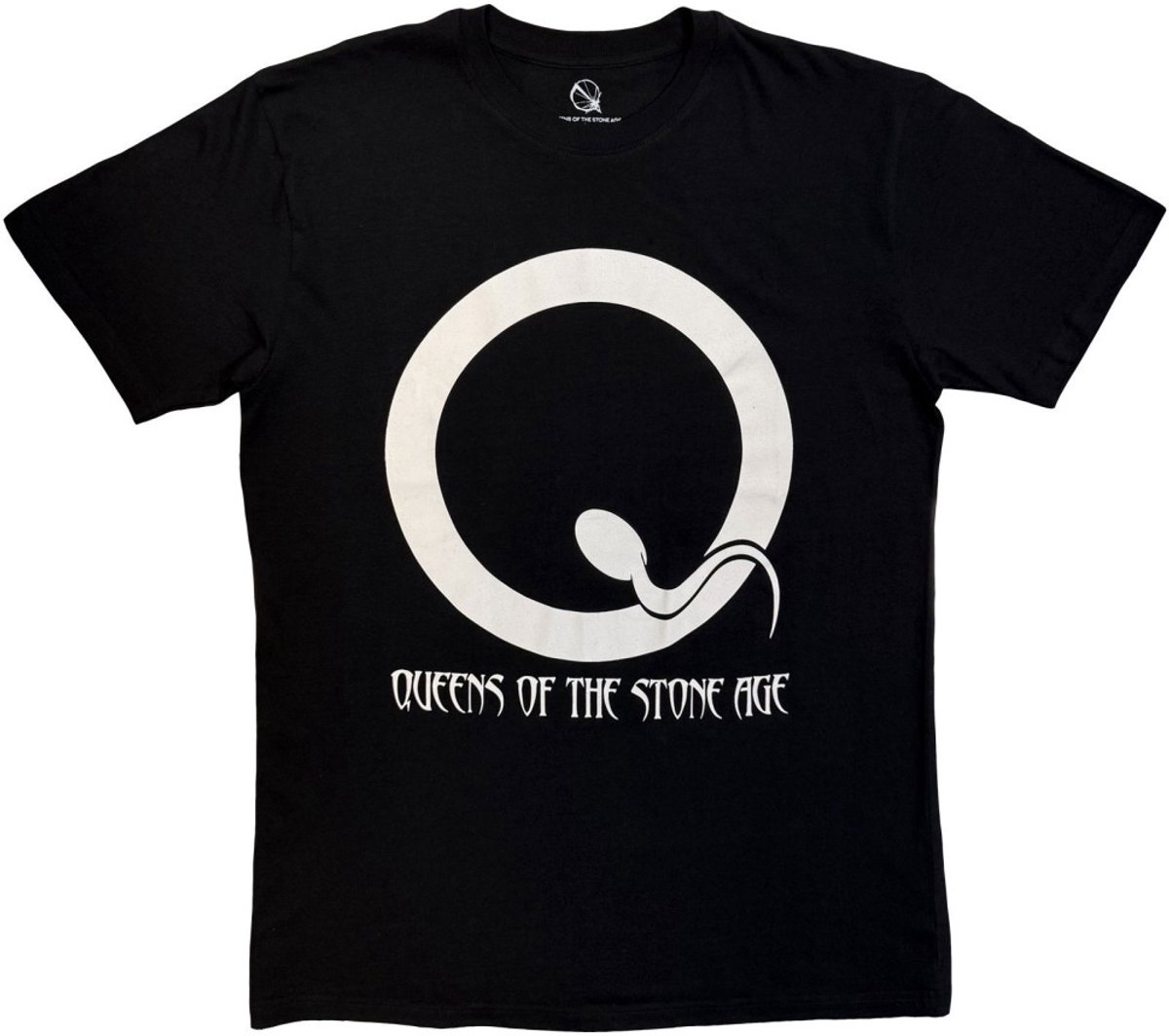 Queens Of The Stone Age - Sperm Logo Mono Heren Tshirt - S - Zwart/Wit