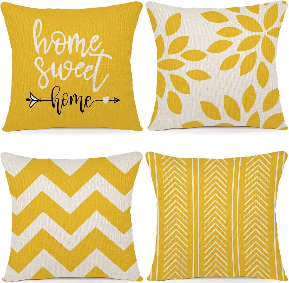 SnelShoppen - Set van 4 Zachte Kussenhoezen 50 x 50 cm voor Sofa, Bed, Tuin en Outdoor - Linnen Decoratie Kussens in Diverse Kleuren