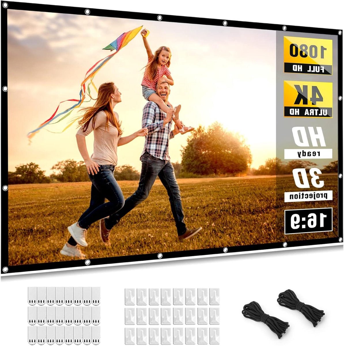 Projectorscherm - Filmdoek - Thuisbioscoop Creëren - 100% Kreukvrij Materiaal - 150 inch - Wit