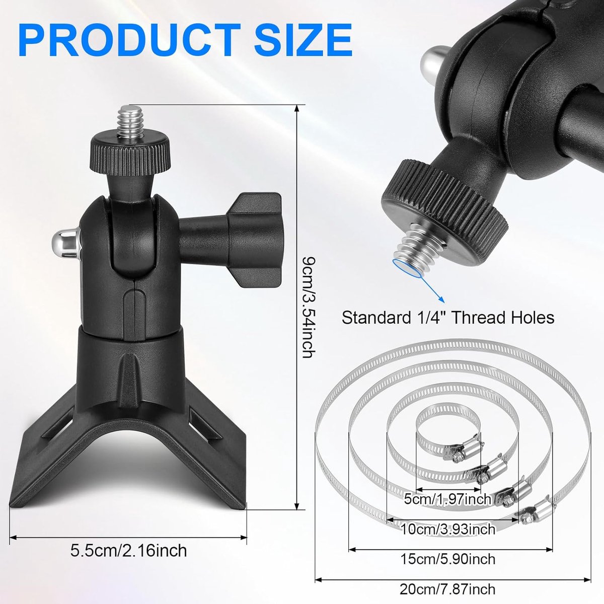 SnelShoppen - Beveiligingscamera Paalmontage Universeel - Geen Boren Camerabeugel met 4 Lussen Ø5/10/15/20cm - Voor Arlo/Wyze/Eufy Cam - Zwart - Voor