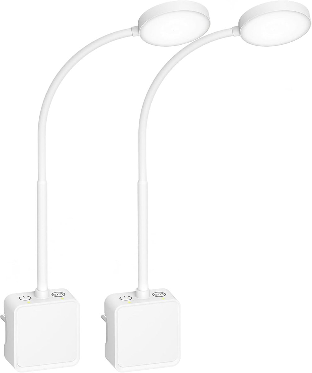 SnelShoppen - LED Wandleeslamp Dimbaar Wit met Stekker en Dubbele Touch Schakelaar voor Slaapkamer, Keuken, Woonkamer, 3 Lichtkleuren, 110° Verlichtin