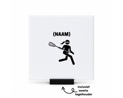 Lacrosse met eigen naam tegeltje met tegelhouder - Sport - Lacrosse - tegeltjes met tekst - Sport - spreuktegels - 10.8x10.8 CM