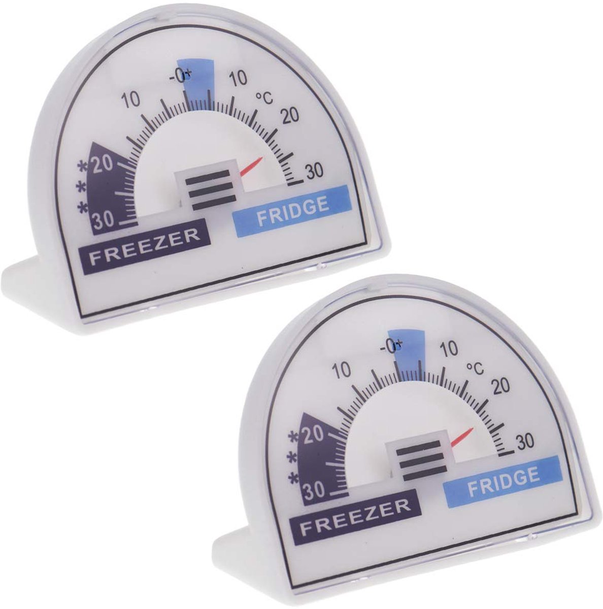 SnelShoppen - 2 Pack Koelkast Vriesvak Thermometer Dial - Temperatuurmeter voor Koelkasten en Vriezers - Aanbevolen Temperatuurzones - Eenvoudig te Be