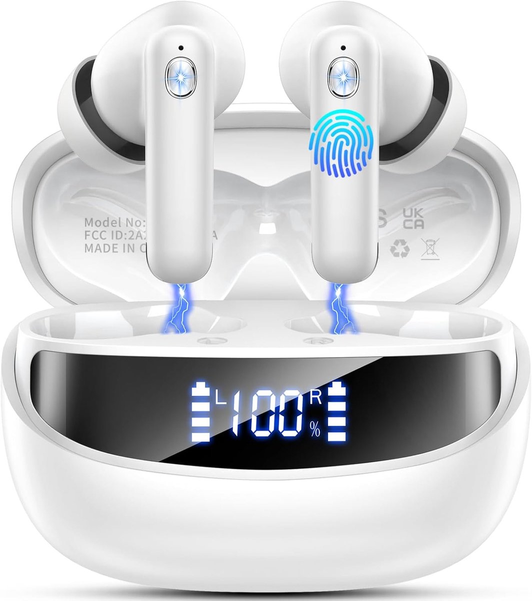 Thijox - Draadloze Bluetooth Hoofdtelefoon, In-Ear, 49 Uur Speeltijd, Ruisonderdrukkende Microfoons, Waterdicht, Bluetooth 5.4, Ideaal voor Sport, Rei