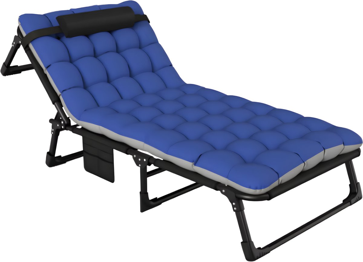 Draagbaar campingbedje - Dubbellaags stevig ontwerp - Zwart 190 x 73,5 x 30 cm