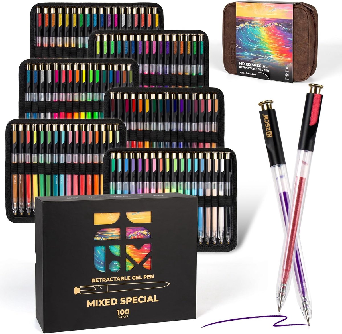 Thijox - Intrekbare Gelpen voor Volwassenen - 100 Kleuren - Veelkleurige Gelinktpennen met 1 mm Fijne Punt - Perfect voor Notities, Creatief Schrijven