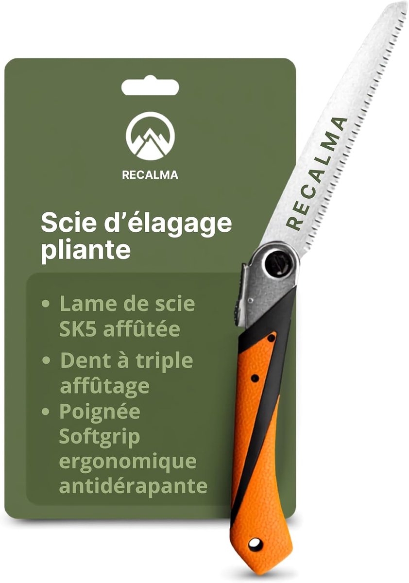 SnelShoppen - Handzaag 210 mm Klapzaag met SK5 Stalen Blad, Ergonomische Handgreep, Veiligheidsvergrendeling, Compact Tuingereedschap voor Camping en