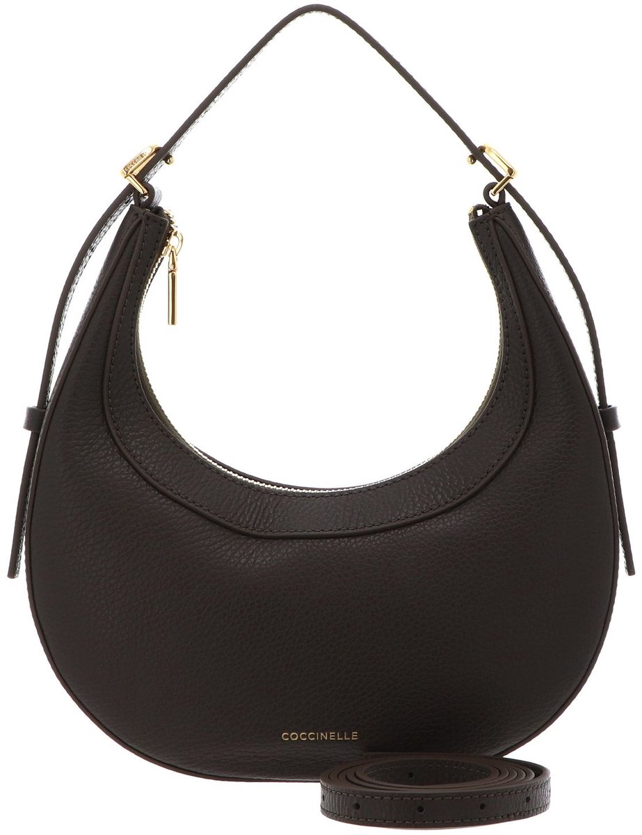 COCCINELLE Leren handtas schoudertas Whisper Grained Leather Mini Bag Fango donkergroen