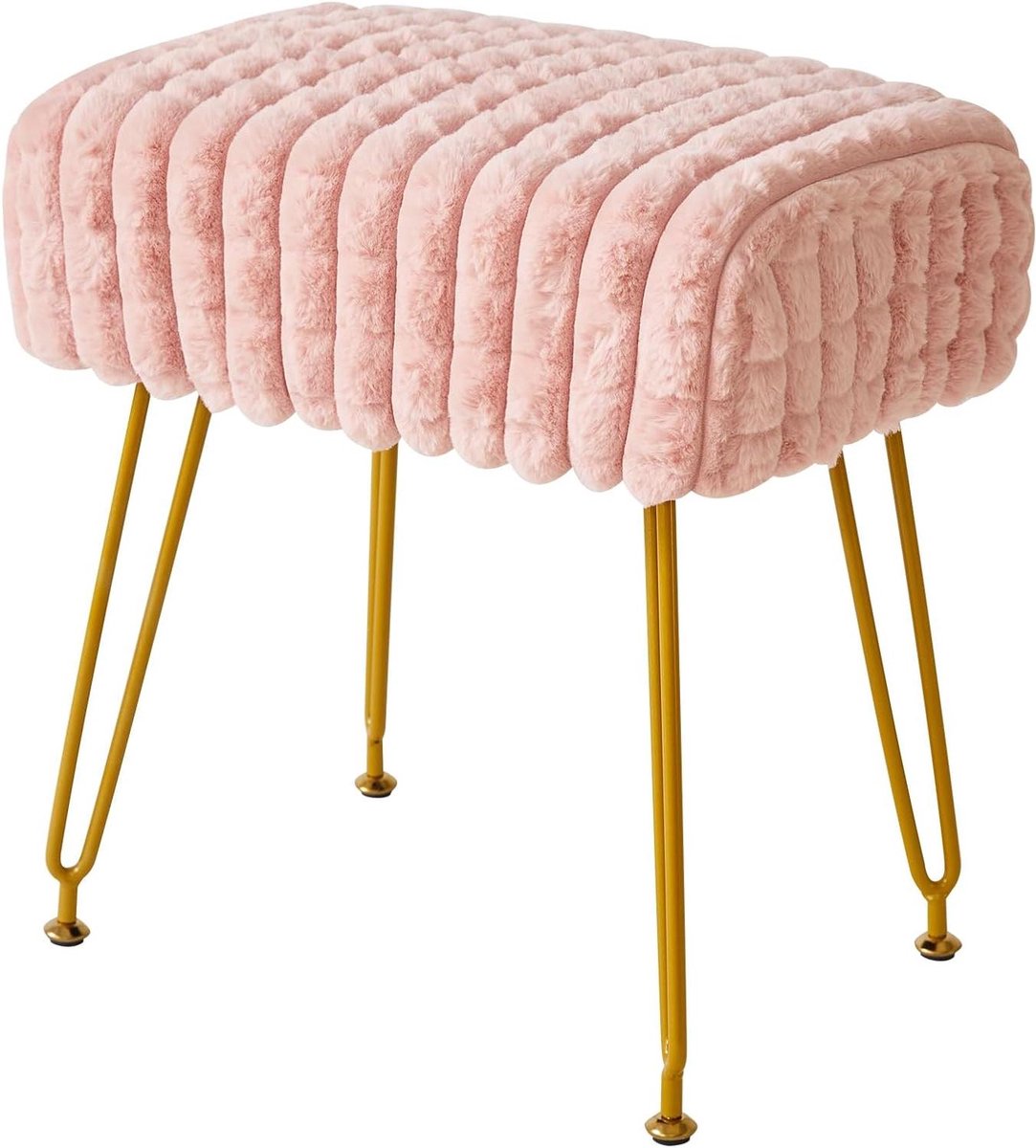 Voetenbank Kruk - Ottomaan Zitting - Make-up Zitting - Verstelbare Poten - 42 x 30 x 45 cm - Roze