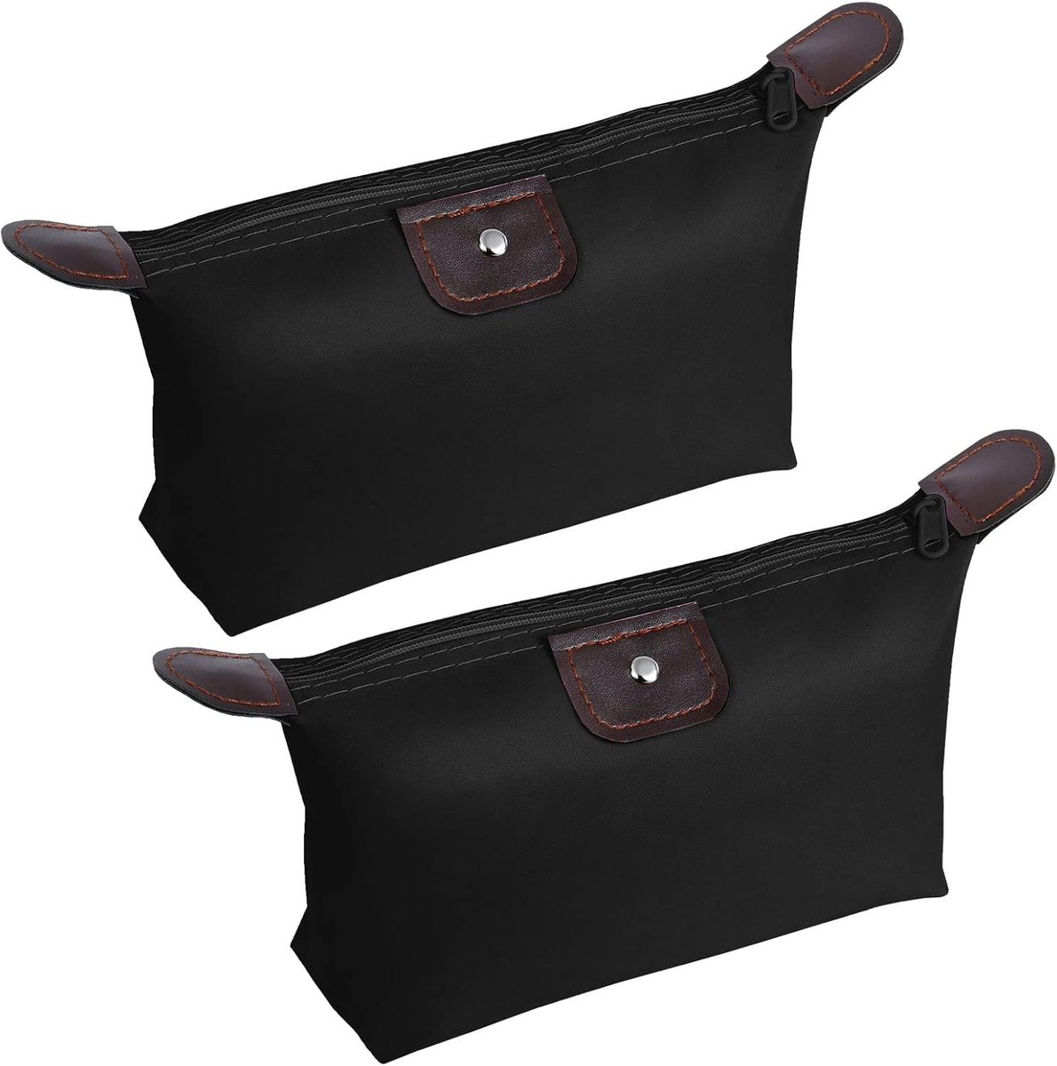 Thijox - Kleine make-uptas 2 stuks, mini toilettas voor op reis, waterdicht nylon, draagbaar met ritssluiting, zwart 27x13x7cm, ideaal voor vakantie e