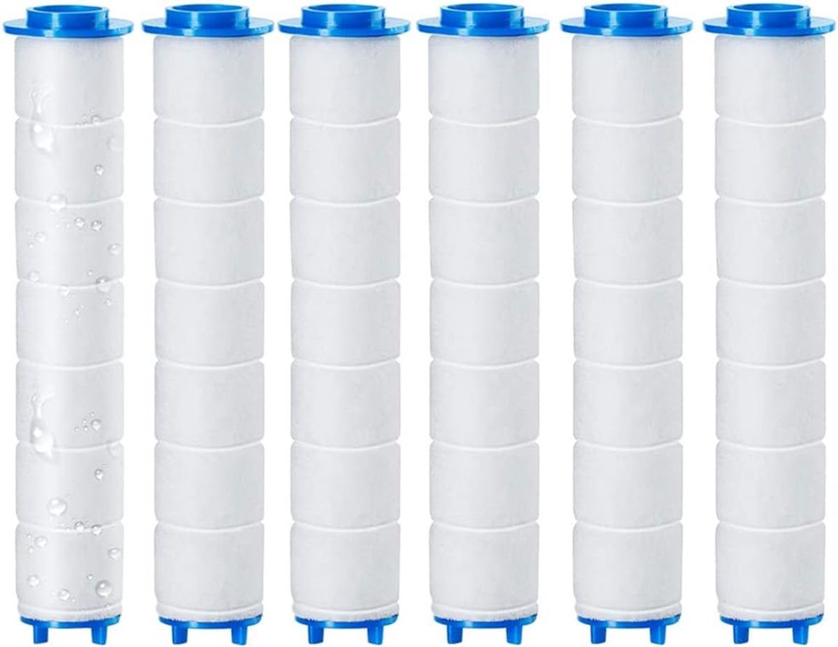 Thijox - 6 Stuks Douchefilters 9,5 x 2 cm - PP-Katoen Draagbaar Filterpatroon - Katoenen F