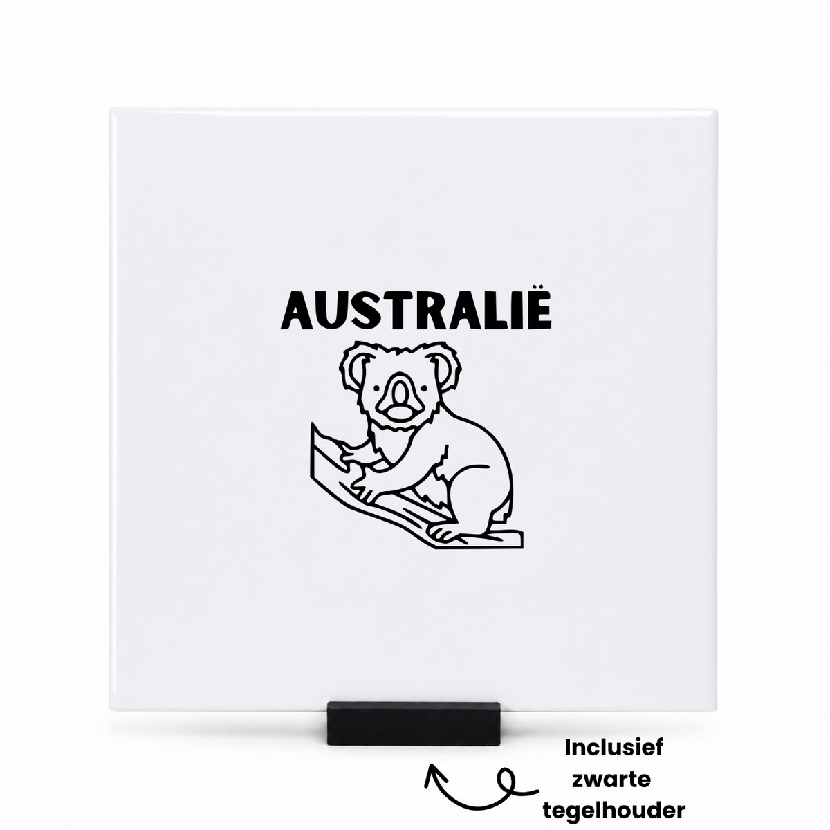 Hacebo Australië tegeltje met tegelhouder - Piloot - Australië cadeau - tegeltjes met tekst - beste land - Leuk cadeau voor je Vriend om te geven - spreuktegels - 15x15 CM Wit