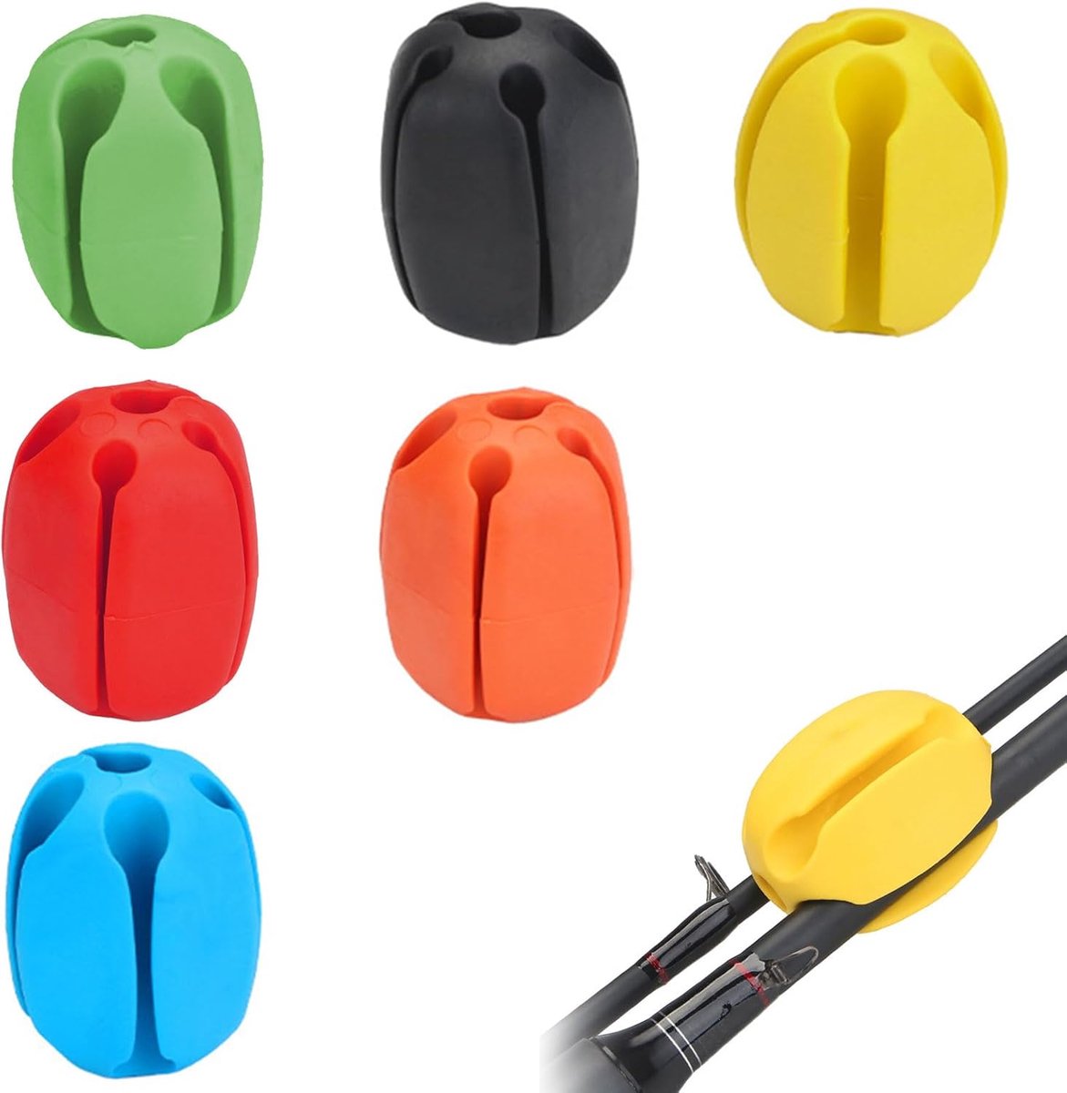 SnelShoppen - Fishing Pole Krawad Holder - Gummied Fishing Rod Clamp - 6 Stuks Silicone Rod Protection Balls - Herbruikbare Vissen Accessoires - Besch