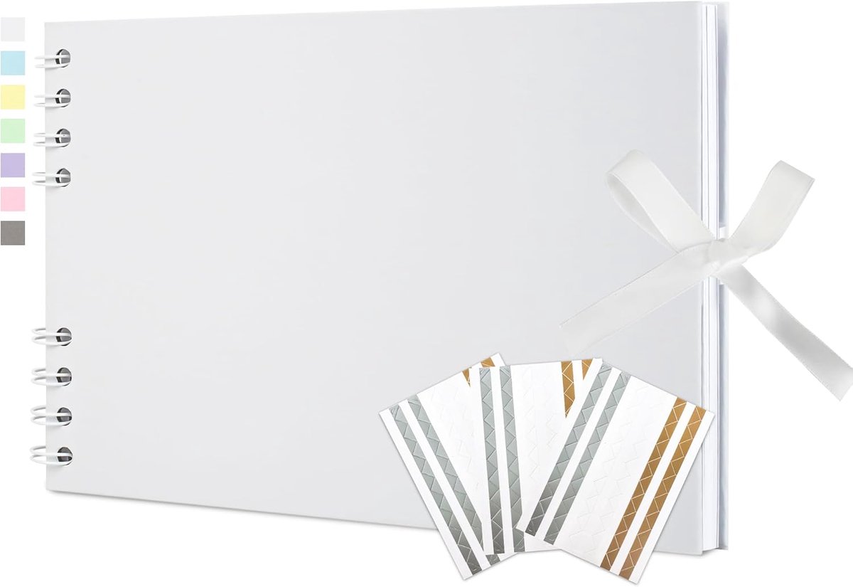 SnelShoppen - Fotoalbum Scrapbooking 40 Pagina's 21.5x15cm, Blank Scrapbook voor Baby's, Bruiloften, Kinderen en Verjaardagen, Wit, Hoogwaardige Kraft