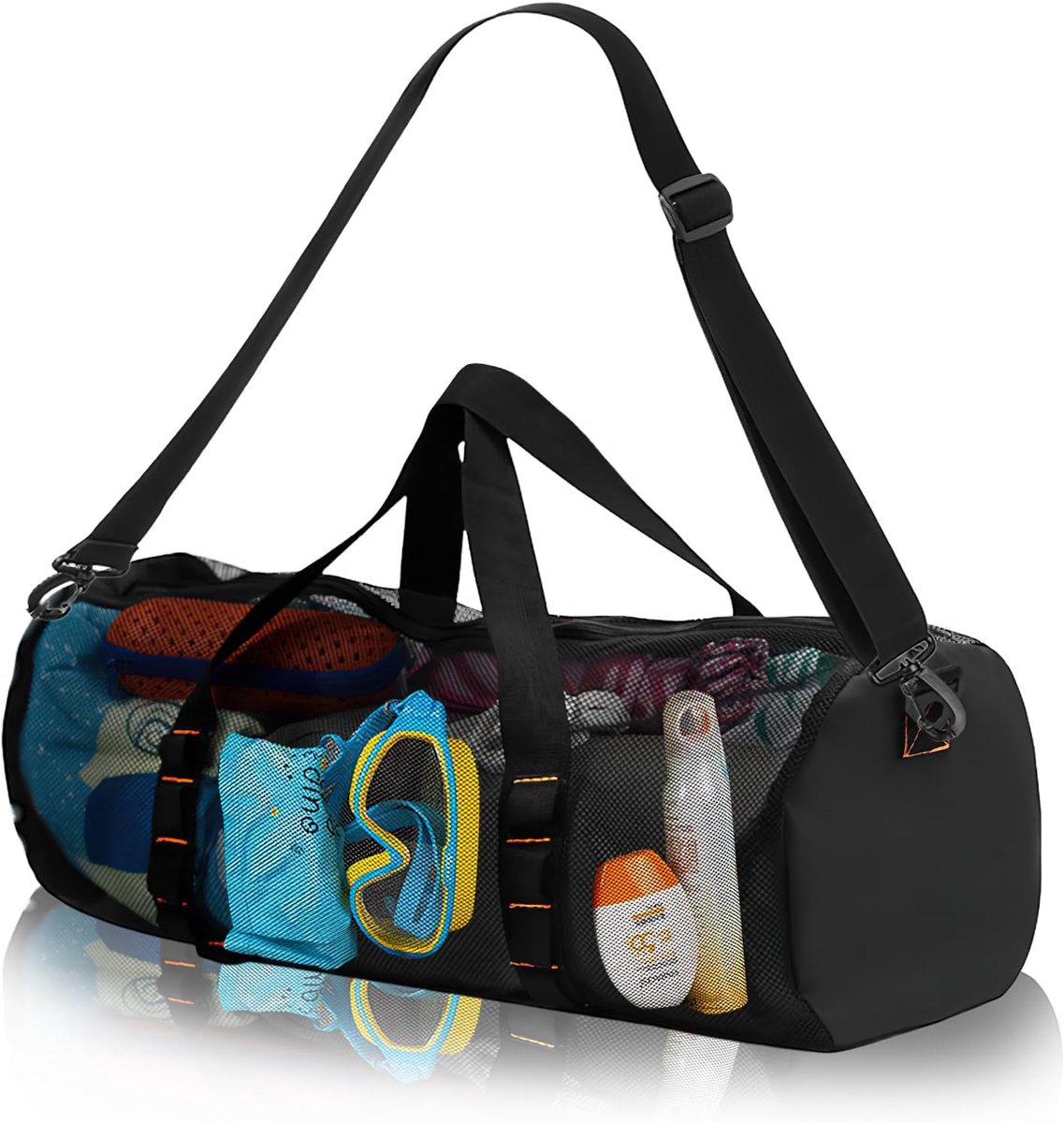 SnelShoppen - Extra Large Net Bag - Duik Tas - Strandtas - Vouwbare Oversized Strandtas met Verstelbare Schouderriem - Ademend en Duurzaam - Perfect v