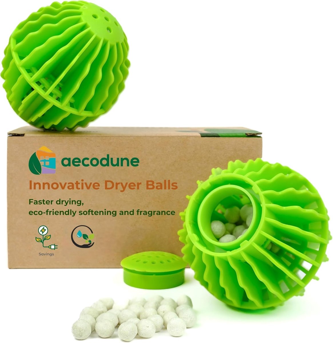 Thijox - Aecodune Droge Lucht Wasbal - 2x Herbruikbare Droogballen - Versnelt Droogtijd - Energiezuinig - Natuurlijke Ingrediënten - Wasverzachter en
