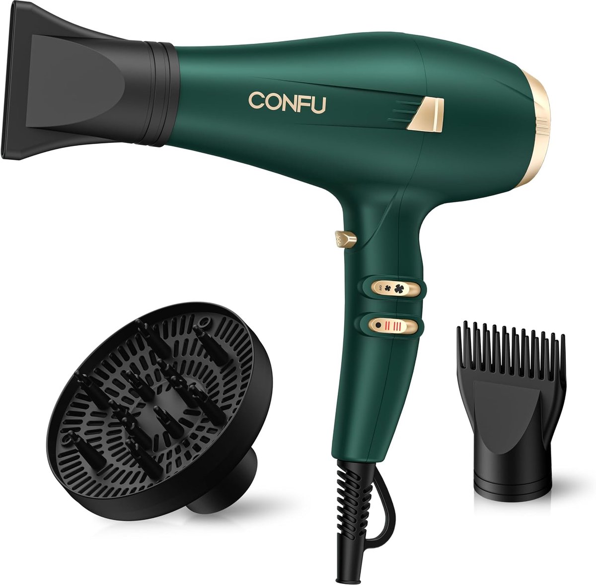SnelShoppen - Professionele Föhn 2400W met Ion Technologie, Diffuser en Styling Nozzle, 2 Snelheden, 3 Temperatuurinstellingen, Sneldrogende Haardroge