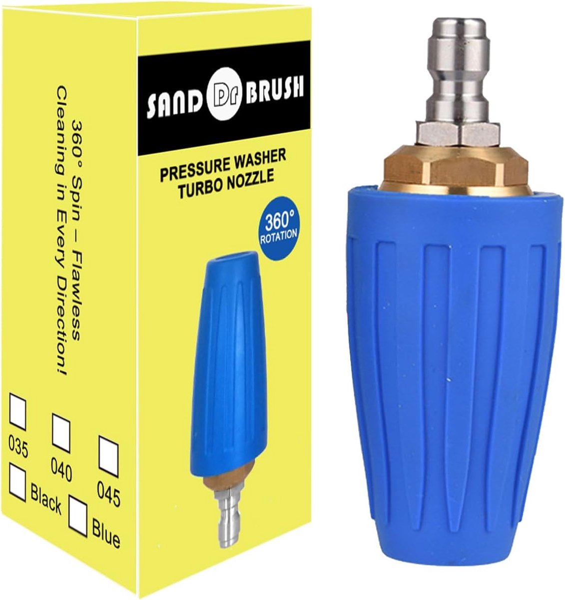 SnelShoppen - 360° Rotating Turbo Nozzle Universeel voor Hoge Drukreinigers - 3600 PSI, 250 Bar, 1/4" Snelle Aansluiting, Waterdrukreiniger Accessoire