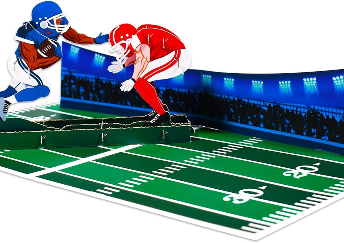 SnelShoppen - Rugby Pop-up Kaart voor Vaderdag, 3D Sportkaart, Leuke Illustratie, Inclusief Envelop en Lege Kaart, Perfect voor Mannen, Zonen en Vrien