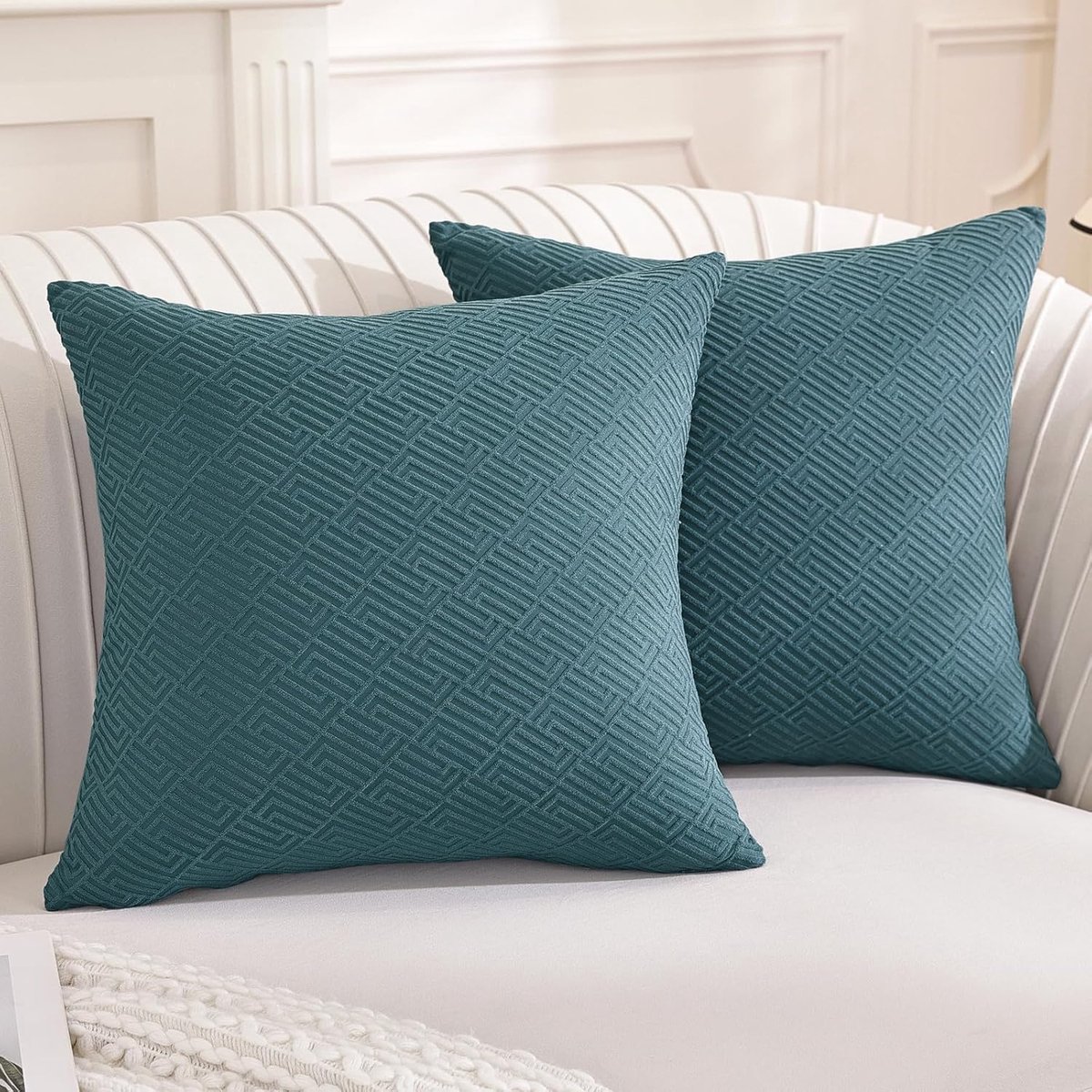 SnelShoppen - Decoratieve Kussenhoezen 45x45cm 2er Set, Zachte Polyester Kussencovers met Onzichtbare Rits, Duurzame Kussenhoezen voor Woonkamer, Bank