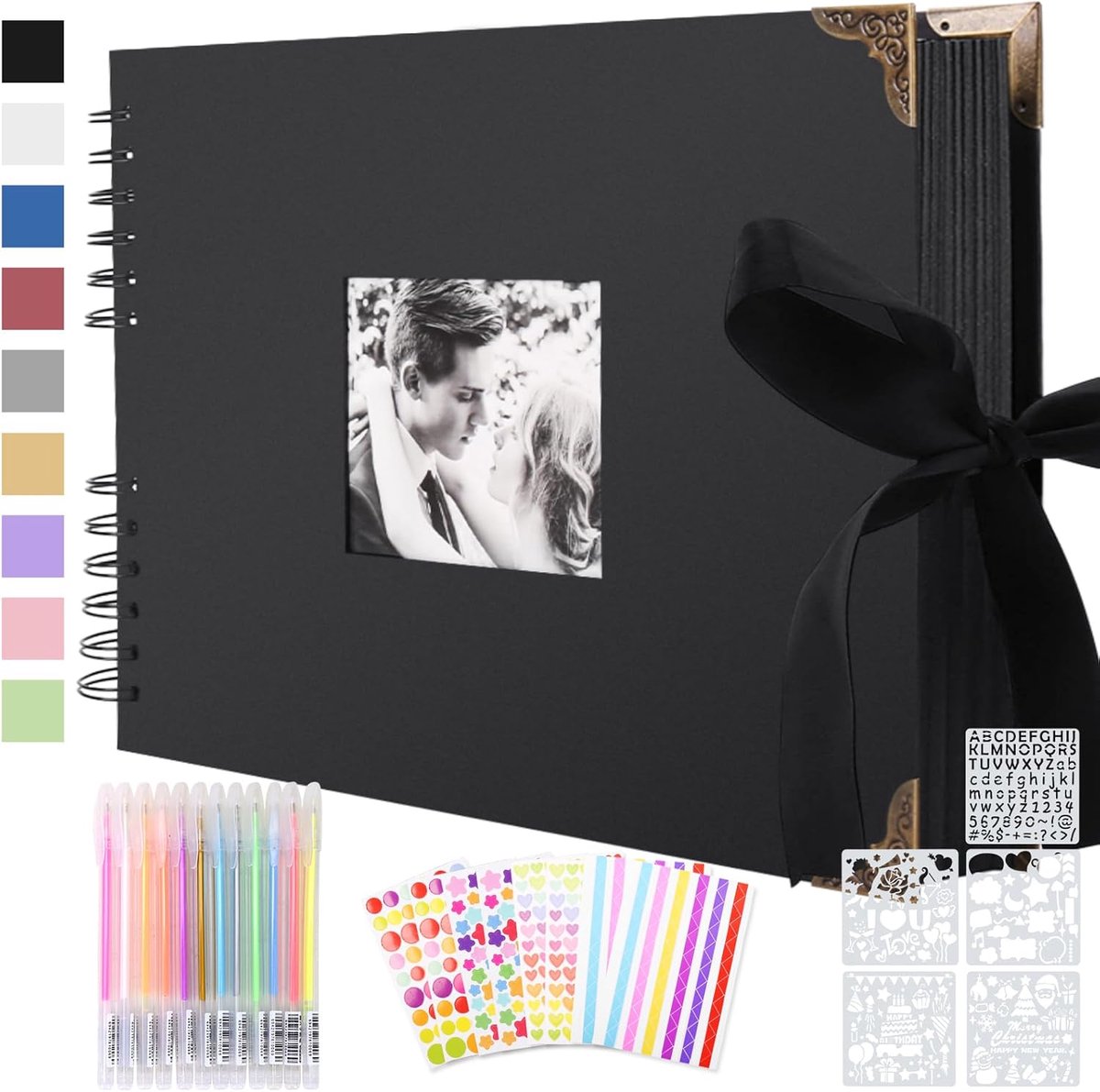 SnelShoppen - DIY Foto Album Scrapbook 80 Zwarte Bladen - Creatief Fotoboek voor Plakken - Persoonlijk Cadeau voor Baby's, Familie, Verjaardag, Valent