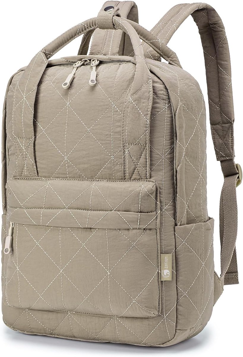 SnelShoppen - 40x30x10cm Waterdichte Reistas Handbagage met Laptopvak voor School en Reizen - Khaki Backpack voor Vliegtuig en Dagelijks Gebruik