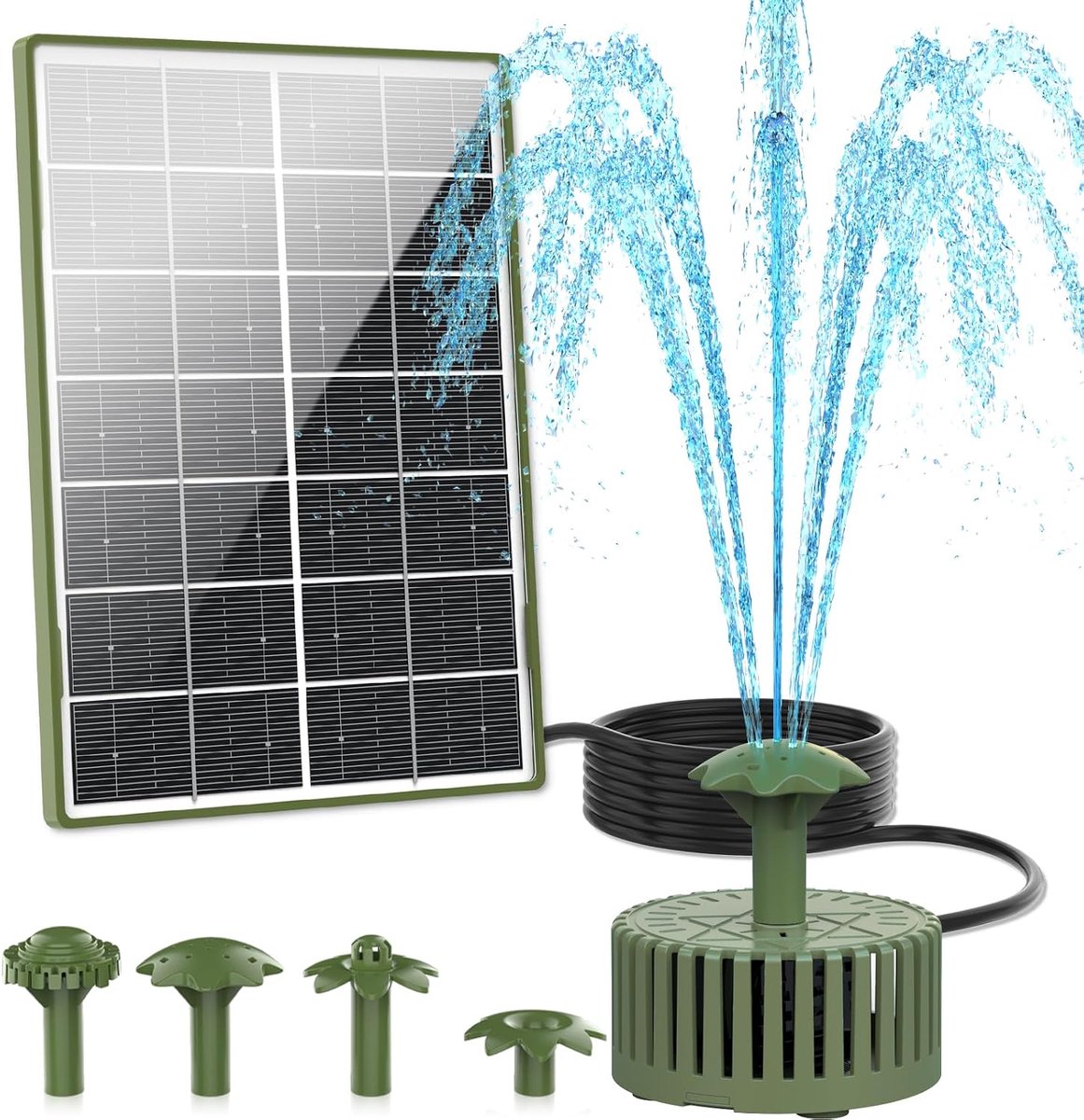 SnelShoppen - Solar Fontein met 4 Nozzles - 4.5W Zonnepomp voor Tuin, Vogelbad en Buiten - Duurzaam Glas Paneel - Ideaal voor Tuinfeest en Buitenruimt
