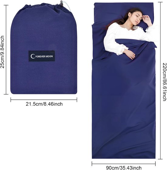 SnelShoppen - Compacte Microfiber Slaapzak 90x220cm met Extra Kussencompartiment, Ultralichte Reisslaapzak voor Volwassenen, Ideaal voor Kamperen, Hos van Snelshoppen — afbeelding 3