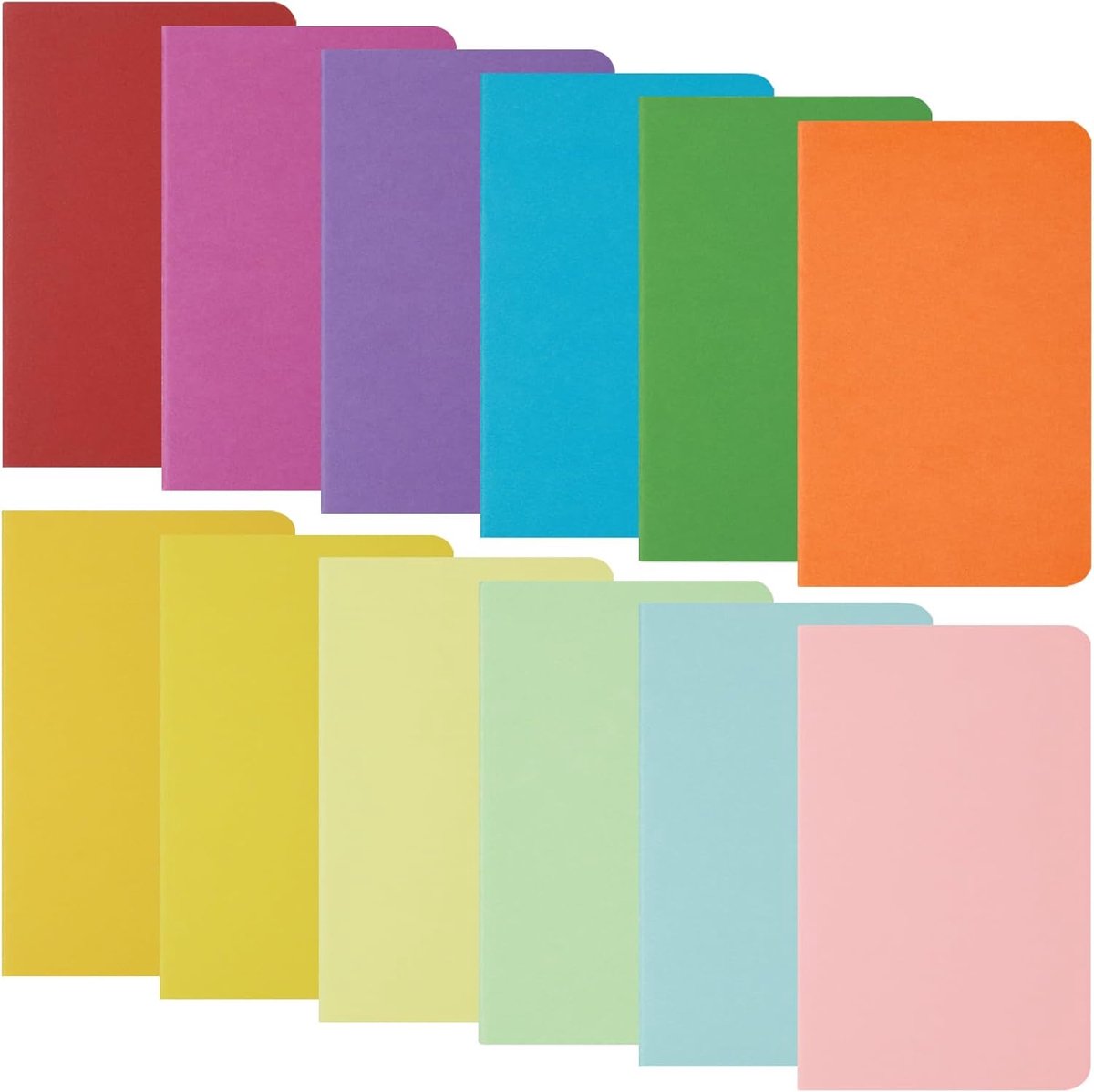 SnelShoppen - 24 Stuks A6 Notitieblokken Blank - Klein Notitieboek Kraft Papier Kaft - 12 Kleuren Voor Dagboek, Notities, To-Do Lijsten, School, Kanto