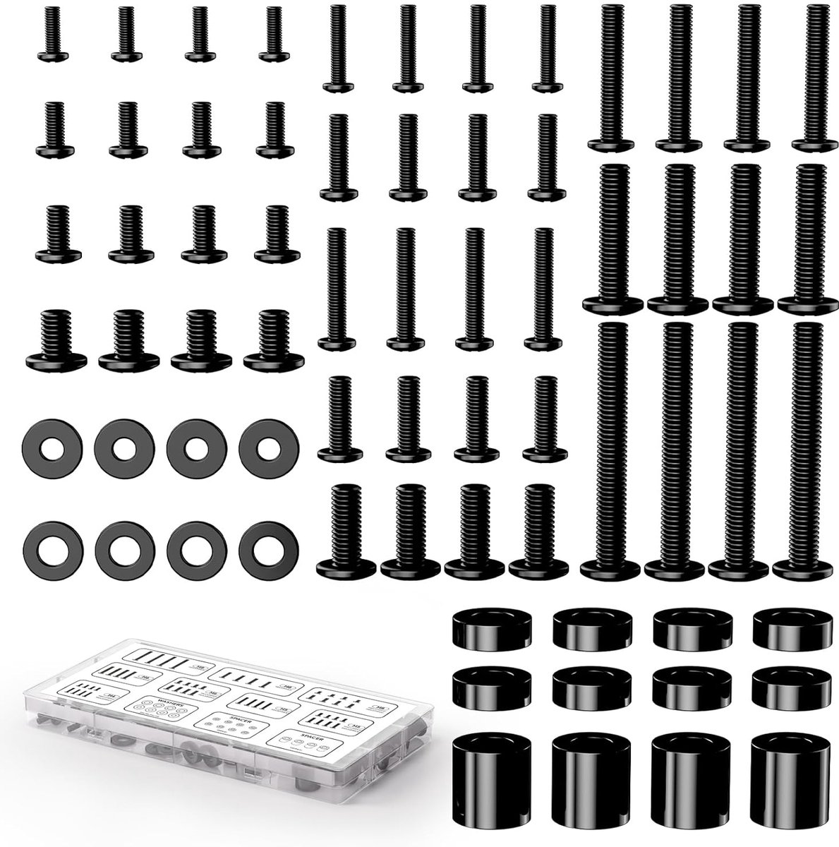 SnelShoppen - Universele VESA Schroeven Set - M4, M5, M6, M8 Bevestigingsmateriaal voor TV's en Monitoren tot 80 Inch, Inclusief Spacer, Perfect voor
