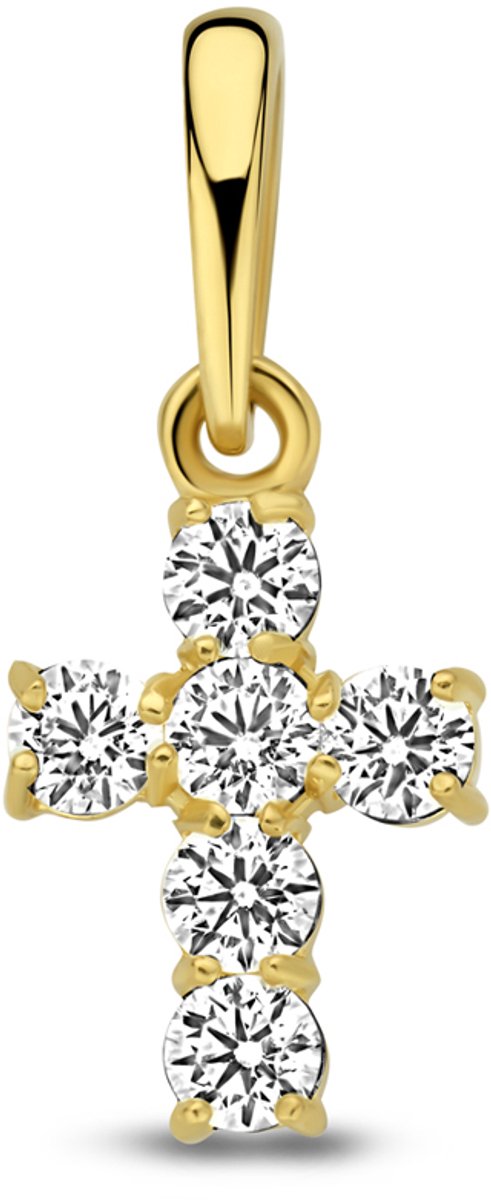 Marie Celeste hanger kruis zirkonia 8,5 mm - Goud