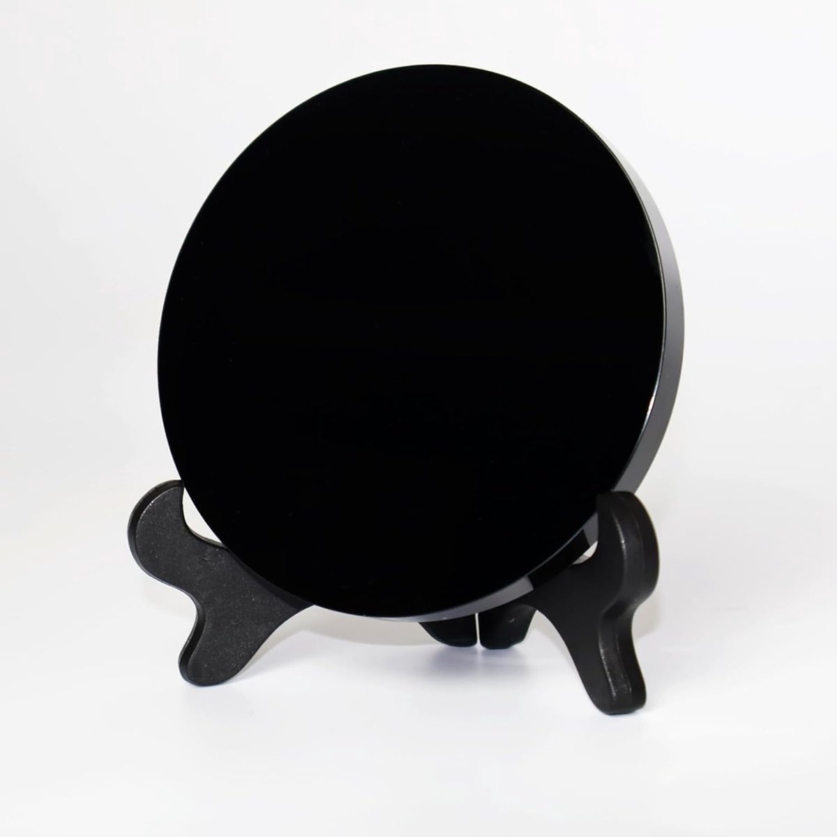SnelShoppen - Black Obsidian Mirror - Multifunctionele Decoratieve Spiegel voor Meditatie en Voorspellingsrituelen - Natuurlijke Obsidiaan - 8 x 8 cm