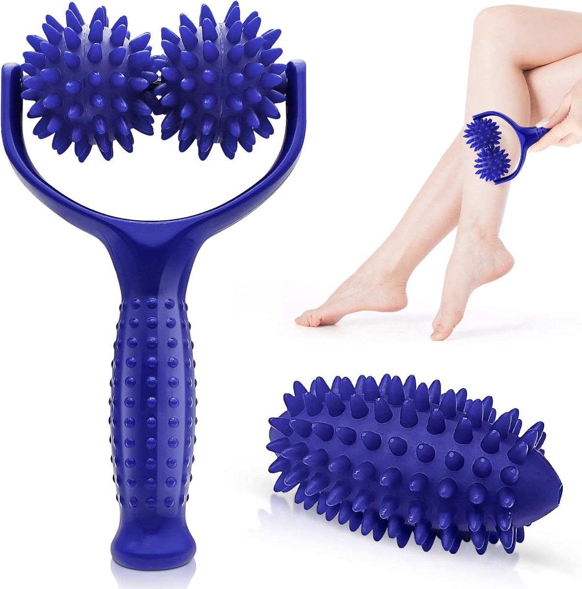 SnelShoppen - Massage Roller met Handvat, Verwisselbare Massage Ballen Set met 3 Kleine Egels voor Zelfmassage van Benen, Voeten, Schouders, Rug, Arme