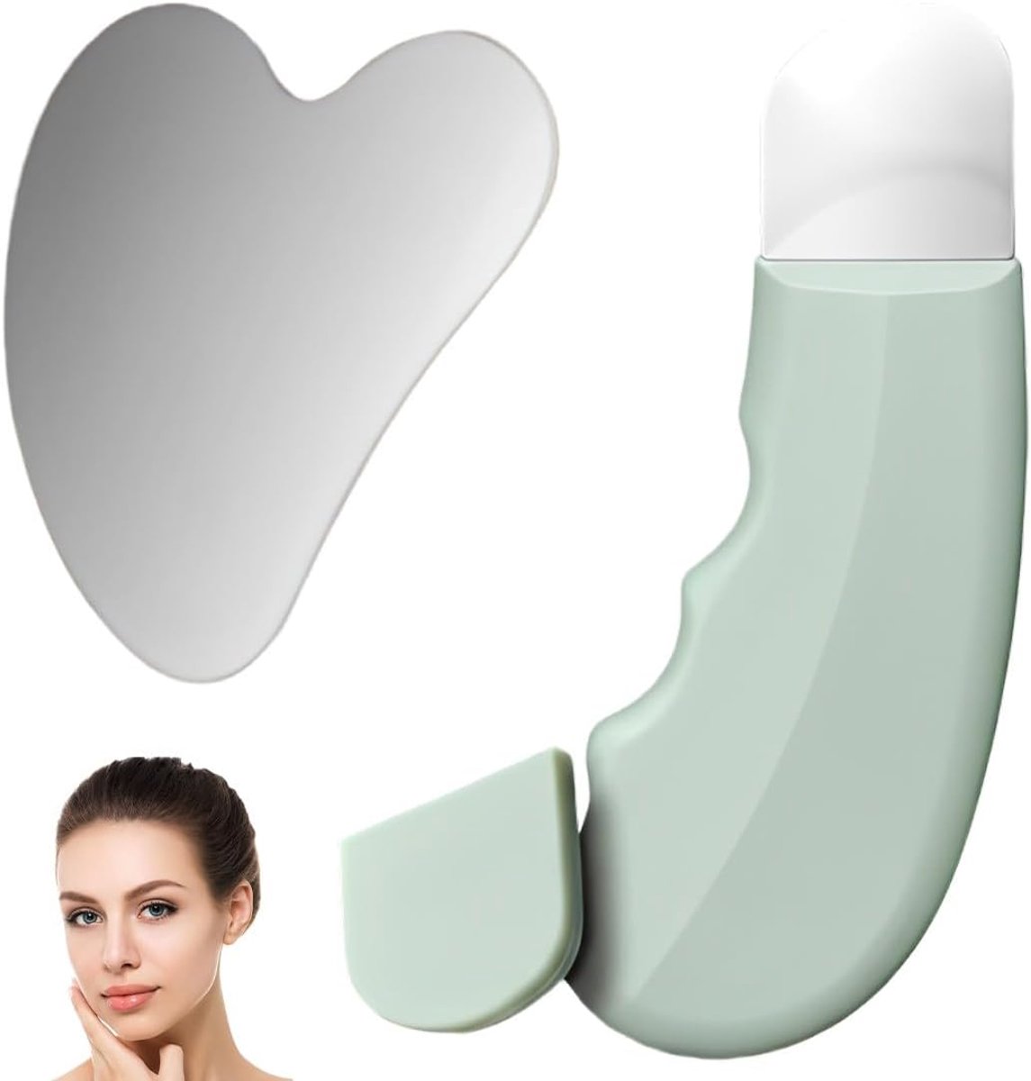 SnelShoppen - Pack van 2 Blackhead Removal Tools, Zwartehoofden Verwijderen, Spatula voor Diepe Reiniging, Silicone Dust Cap, Geschikt voor Gezicht en