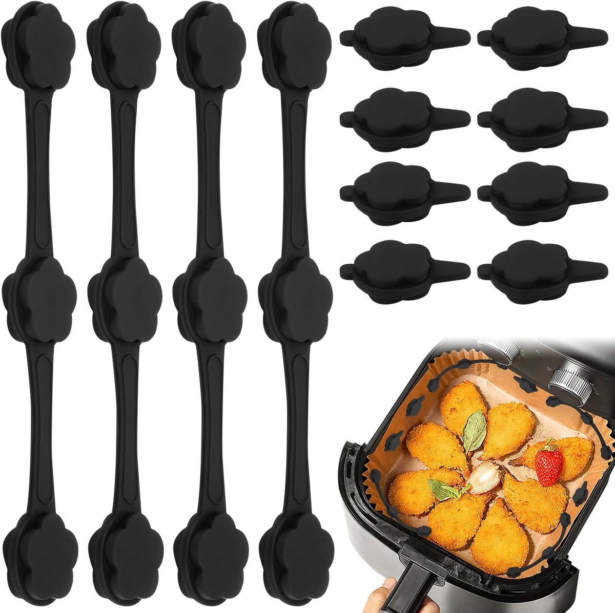 SnelShoppen Airfryer Magnetische Siliconen Gesp 12 Stuks Voor Bakpapier Veilig Koken in de Keuken Geschikt voor Heteluchtfriteuse Magneten
