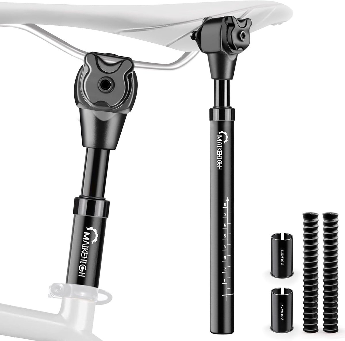 SnelShoppen - Fietsverende Zadelpen Ø27,2/30,9/31,6 mm Aluminium met 2 Reduceerhulzen en 2 Veren voor MTB, Stadsfietsen, Racefietsen en E-bike