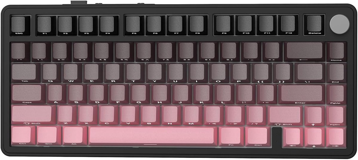 SnelShoppen - Draadloos Mechanisch Gaming Toetsenbord 75% met RGB, 5000mAh en Hot Swappable PBT Keycaps in Roze - ATTACK SHARK X85 met BT5.0/2.4G/USB-