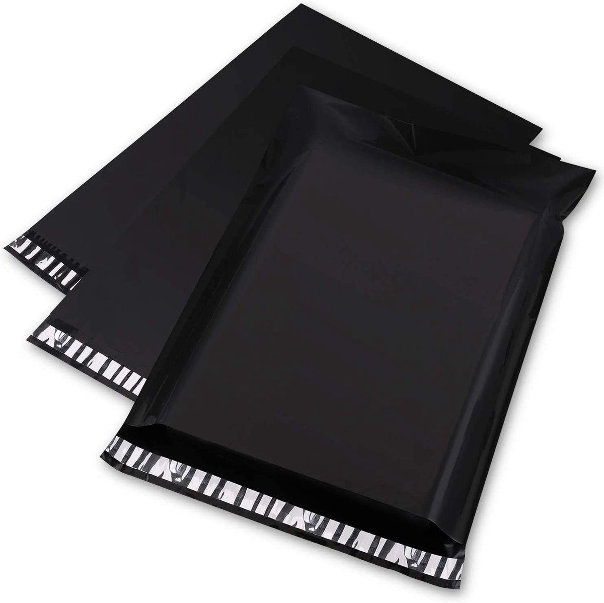 SnelShoppen - 100 Stuks 12"x15.6" Poly Tote Bags - Zwarte Verzendzakken voor Verpakking, Shipping Envelopes, Stevige Plastieken Verzending, Perfect vo
