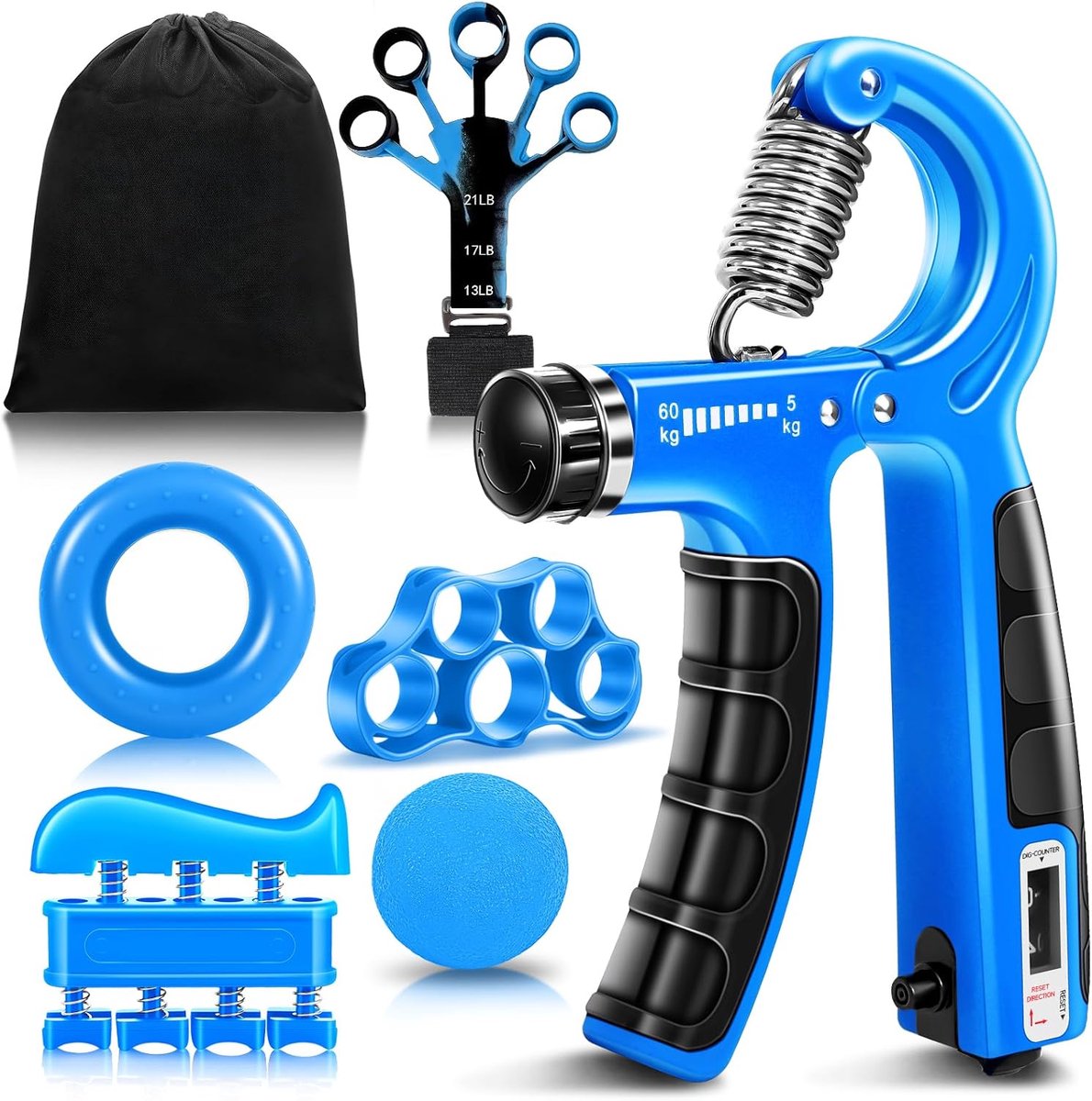 SnelShoppen - Handle Amplifier Set, Verstelbare Forearm Trainer (5-60kg), Hand Gripper voor Sterke Polsen, Vingers, Onderarmen en Handen, Compact en D