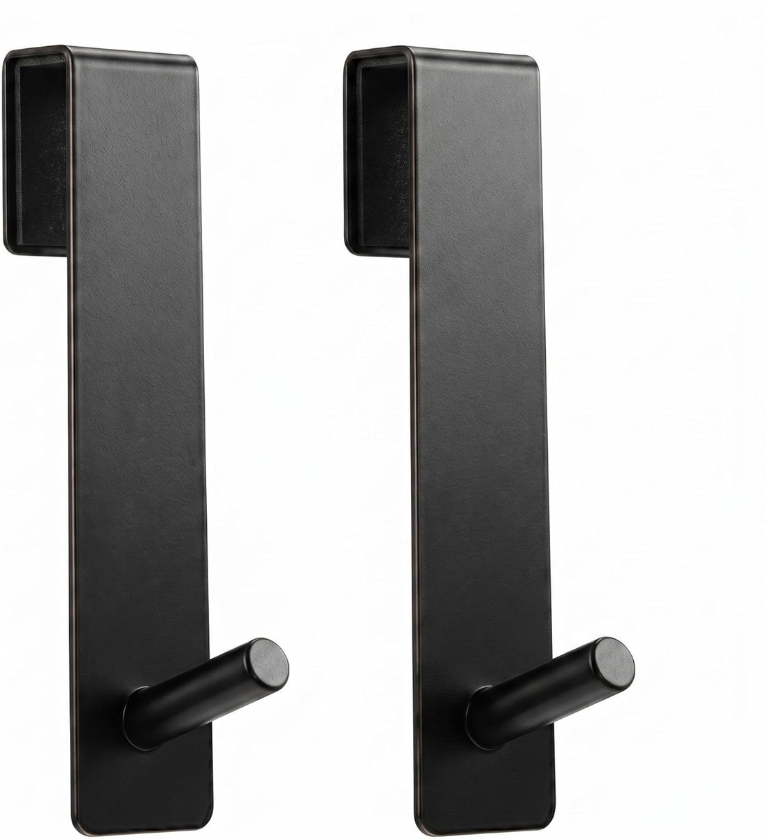 SnelShoppen - Douche Haak Glazen Wand Zwart Mat Zonder Boren, 2 Stuks 17.8cm RVS Haak Lange voor Douchecabine met Krassen Beschermende Spons (voor <1.