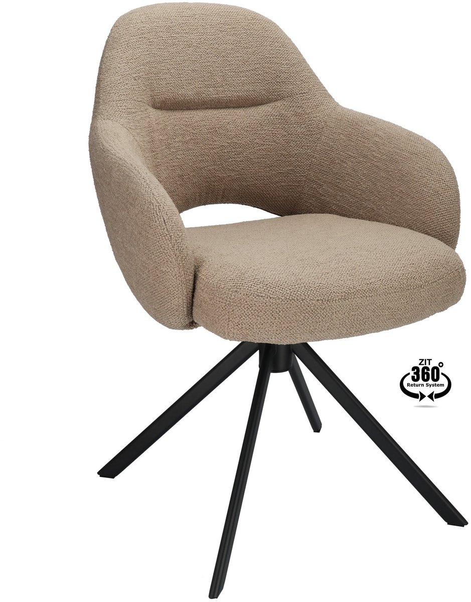 Icon Living - Armstoel Dany Stof Gear Liver Leg Black 360° Return-system