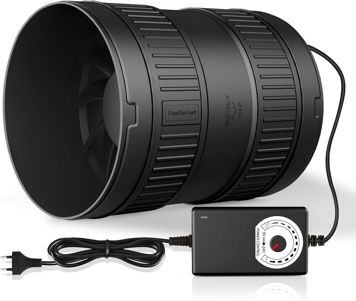 SnelShoppen - 150 mm Inline Tube Fan met Variabele Snelheid, 587 m³/h Ventilator voor Kassen, Groeitenten, Kelder, Keuken, Energiebesparend, Stil en K