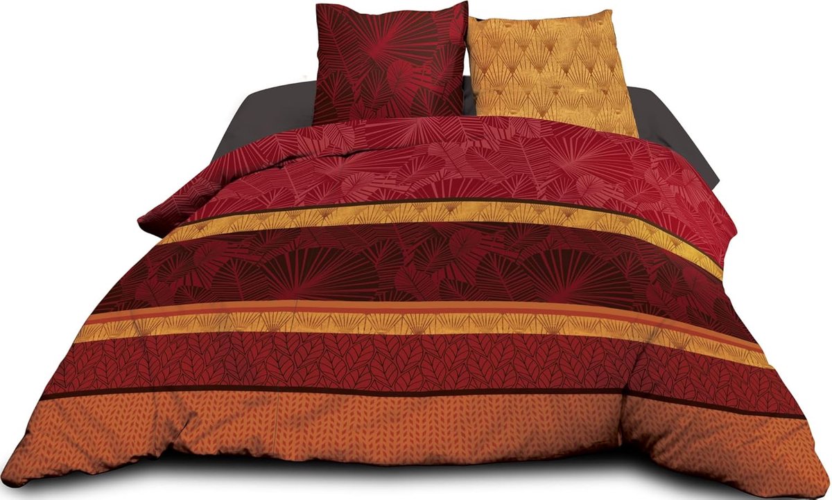 SnelShoppen - Duvet Cover Set 220 x 240 cm - Katoen, 57 Draden/cm², Rood (Jade) - Inclusief 2 Kussenslopen 63 x 63 cm voor Dubbel Bed