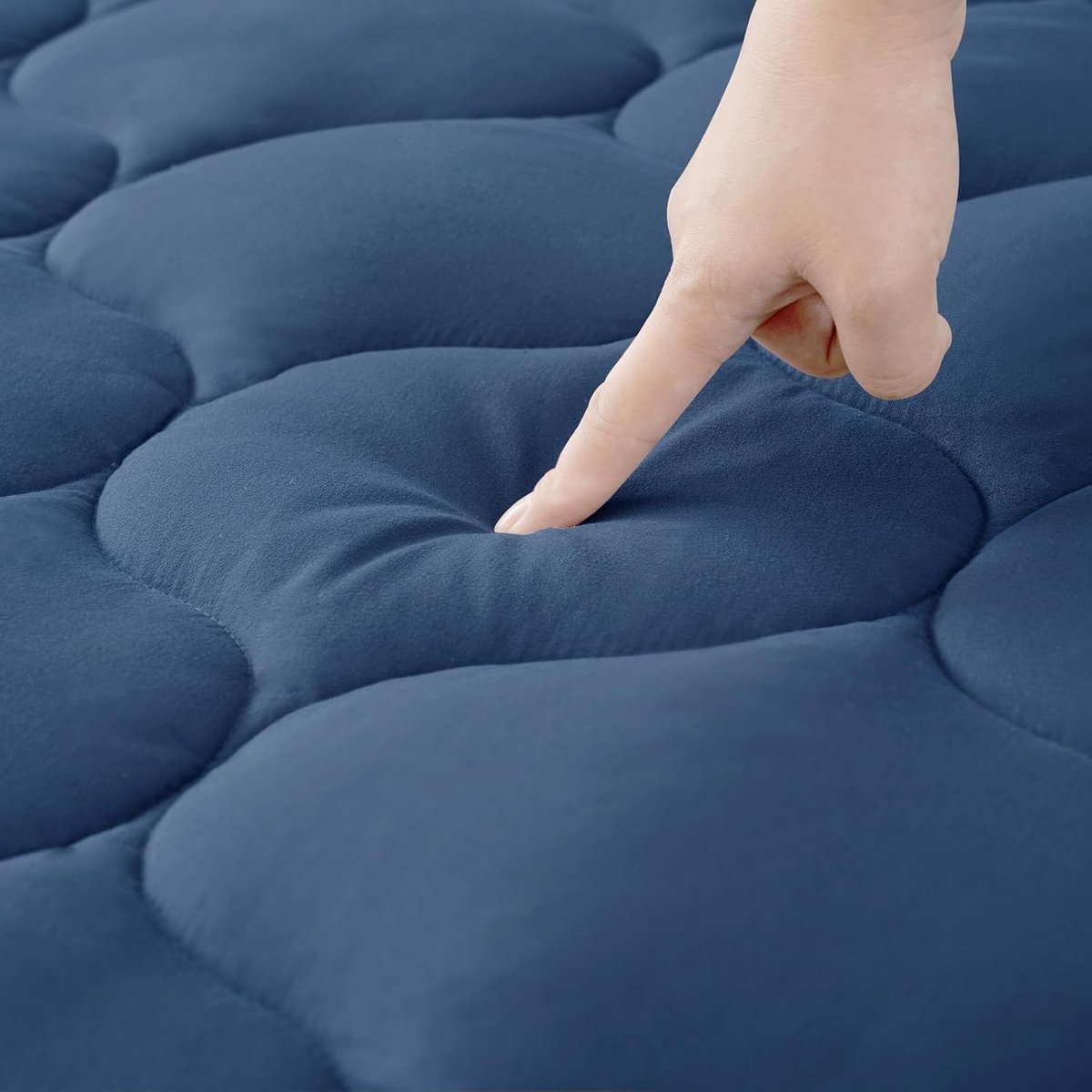SnelShoppen - Matras Topper 90x200cm, Zachte Topper met Diepe Hoeken, Wasbare Matrasbeschermer - Navy Blauw, Ademend en Koel, Perfect voor Comfortabel