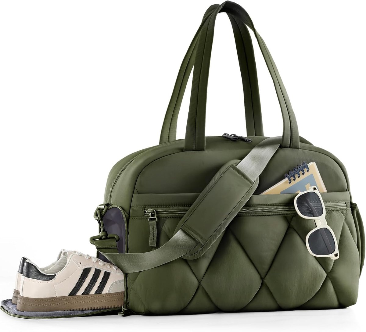 SnelShoppen - Sports Bag voor Mannen en Vrouwen, Reistas met Schoencompartiment, Lichtgewicht Weekendtas voor Gym, Ziekenhuis, Shopping, Groen, Stijlv