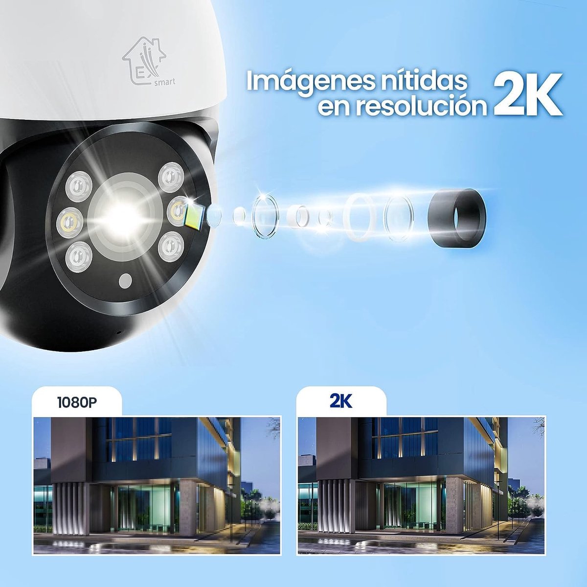SnelShoppen - Perun Outdoor Beveiligingscamera, IP Camera 1296P PTZ WiFi, 2.4GHz, Weerbestendig, Microsd 128GB, Kleur Nachtkijkmodus, Brede Kijkhoek,