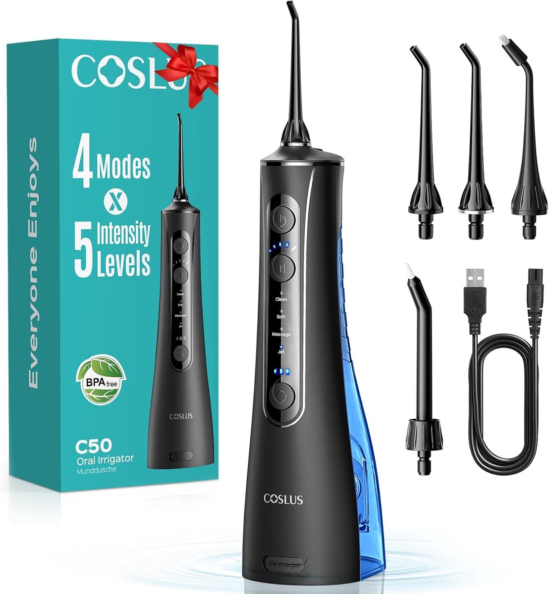 SnelShoppen - Draadloze Elektrische Tandreiniger - Oral Irrigator voor Effectieve Tandverzorging - Waterflosser met Oplaadbare Batterij, Compact & Dra