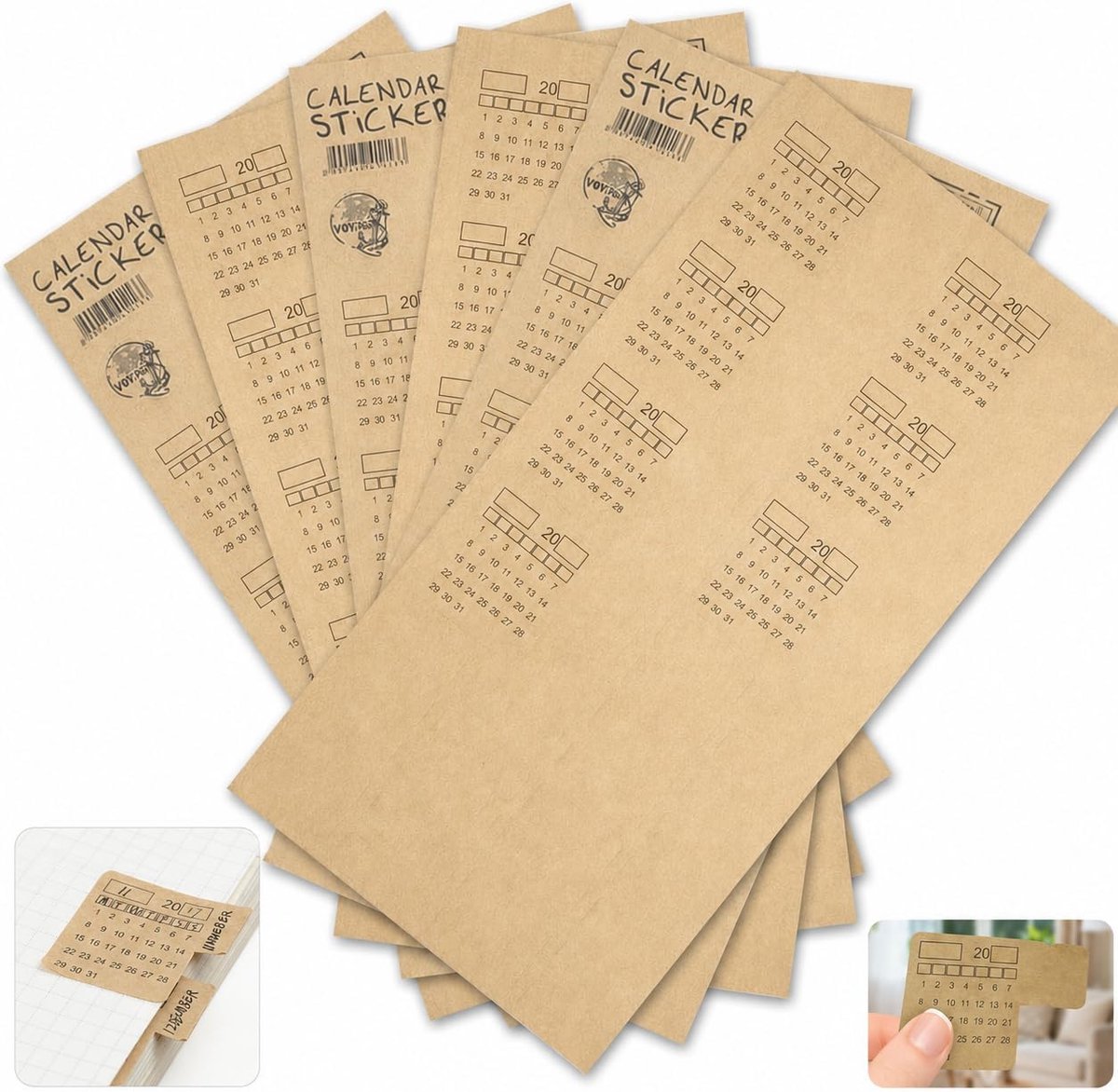 SnelShoppen - 6 Kalenderstickers voor Planners - Zelfklevende Indextabbladen - Maandelijkse Indexverdelers - Perfect voor Organisatie en Planning - 12