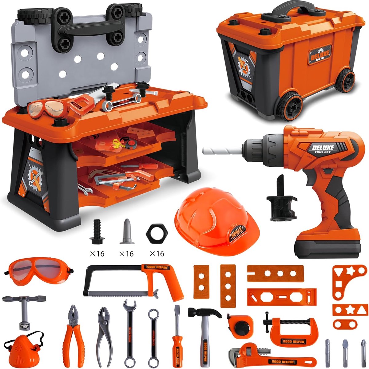 SnelShoppen - Tool Case Kids voor Creatief Speelplezier - Robuuste Gereedschapskoffer - Ideaal voor Buiten, Knutselen en Avonturen - Leuke Kleur - Ges