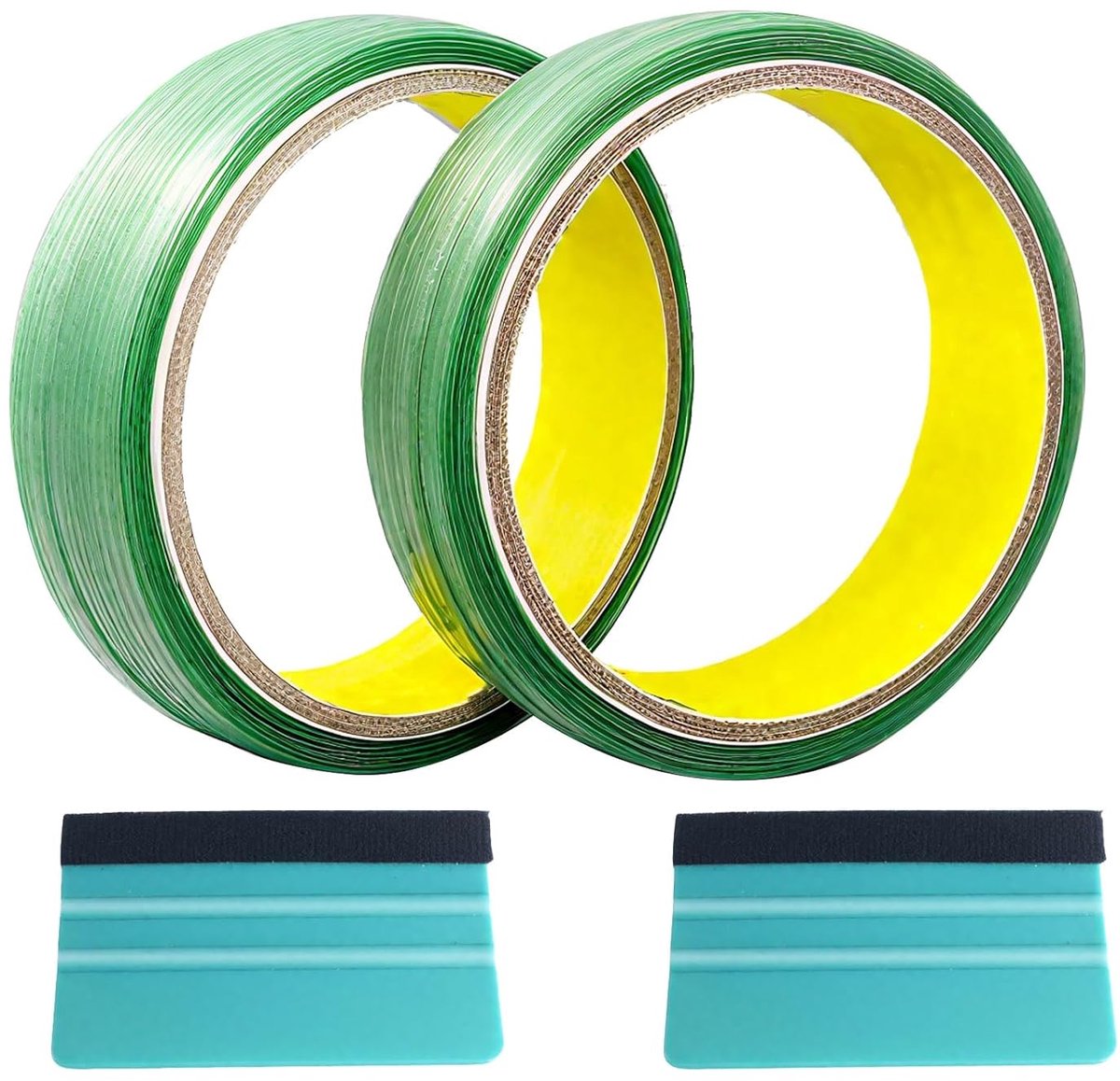 SnelShoppen - Mesloze Snijtape Set 4 Stuks 5m | Knifeless Tape met Rakels voor Autofolie, Vinyl Wrap, Stickers, Carrosserie, Motor, Ramen en DIY Folie